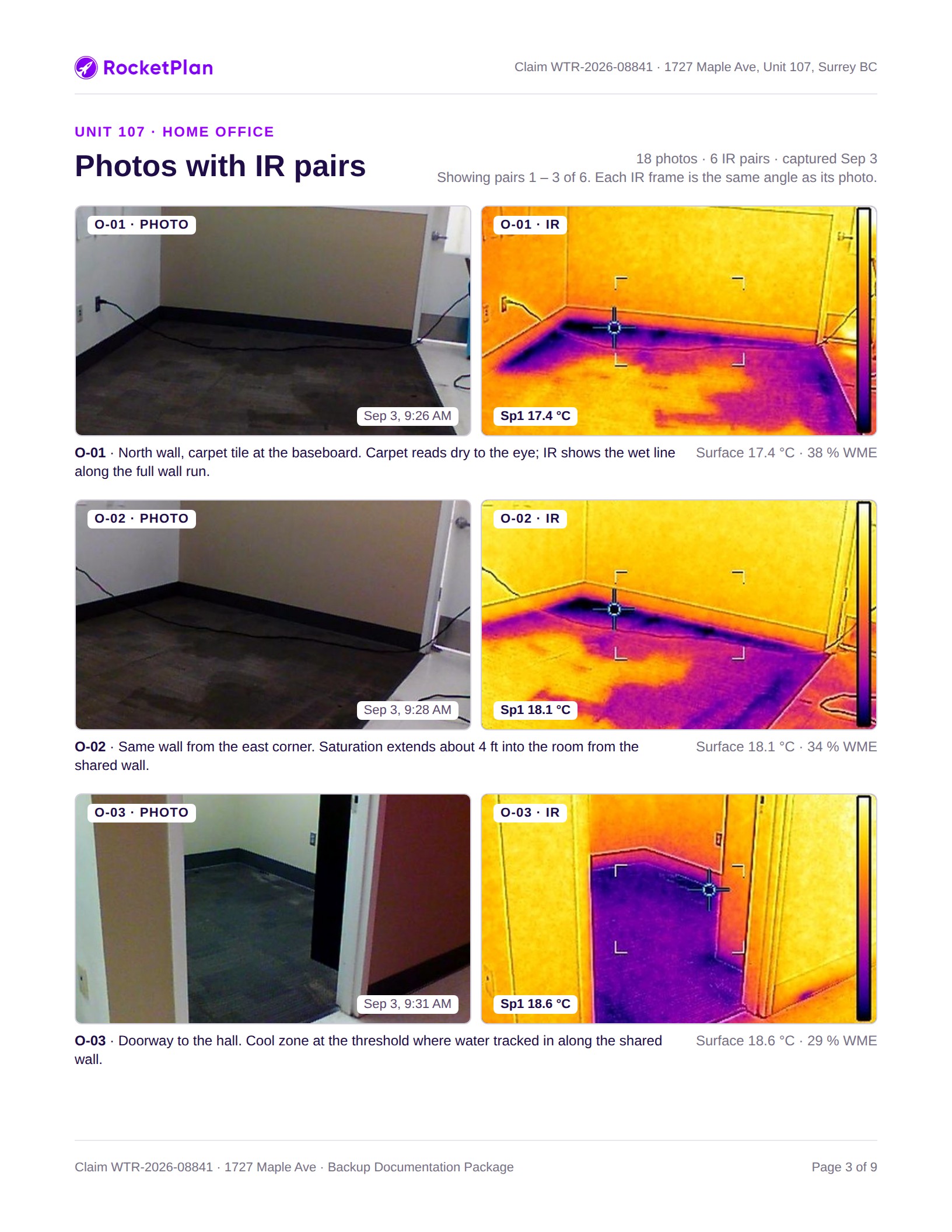 Package page: Photos + IR, side by side
