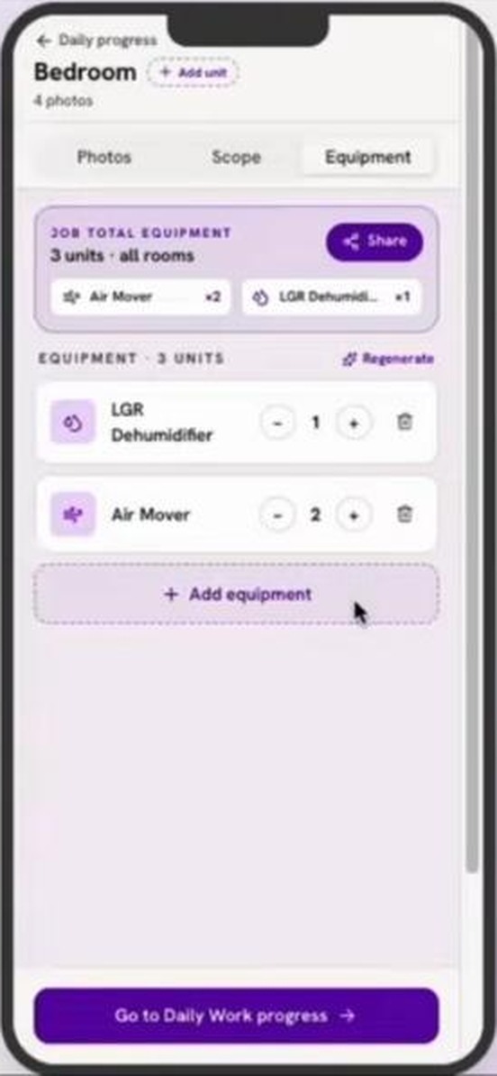 AI builds the equipment list